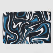 Blauw, zwart en wit wervelingen golfhanddoek (Horizontaal)