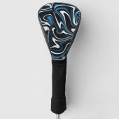 Blauw, zwart en wit wervelingen golfheadcover (Voorkant)