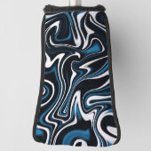 Blauw, zwart en wit wervelingen golfheadcover (Draai 90)