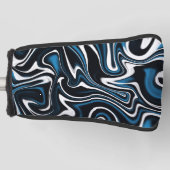Blauw, zwart en wit wervelingen golfheadcover (Voorkant)