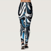 Blauw, zwart en wit wervelingen leggings (Achterkant)