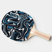 Blauw, zwart en wit wervelingen tafeltennisbatje (Zijkant)