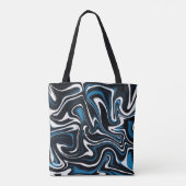 Blauw, zwart en wit wervelingen tote bag (Achterkant)