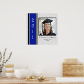 Blauw, zwart en zilver Afstuderen, omgevormd art Poster (Keuken)