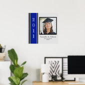 Blauw, zwart en zilver Afstuderen, omgevormd art Poster (Thuiskantoor)