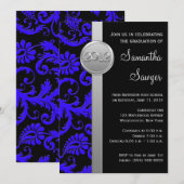 Blauw, Zwart, en Zilveren de Uitnodiging van het A (Voorkant / Achterkant)