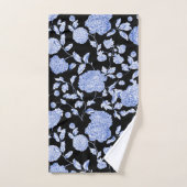 Blauw zwart  Floral Toile Black Bad Handdoek (Handdoek)