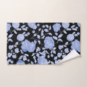 Blauw zwart  Floral Toile Black Bad Handdoek (Handdoek)
