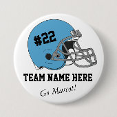 Blauw zwart Football Helmet・Aangepast Ronde Button 7,6 Cm (Voorkant)