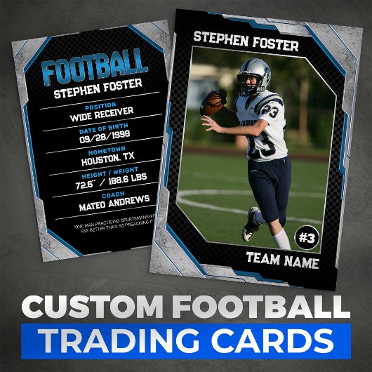 Blauw & Zwart Football Trading Kaart Football Spel Contactkaartje