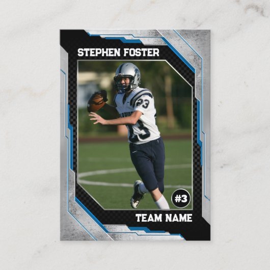 Blauw & Zwart Football Trading Kaart Football Spel Contactkaartje (Voorkant)