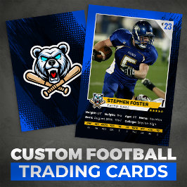 Blauw & Zwart Football Trading Kaart Player Foto Contactkaartje
