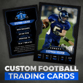 Blauw & Zwart Football Trading Kaart Player Foto Contactkaartje