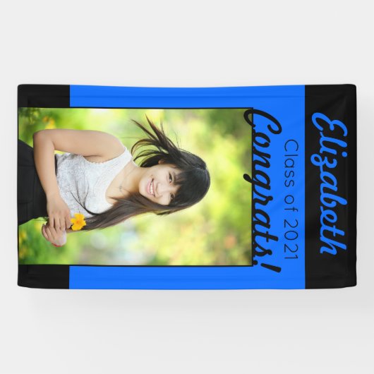 Blauw & zwart gecomprimeerd Eén fotograafpartij Spandoek (Horizontaal)