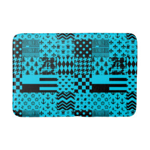 Blauw Zwart Gemengde Patchwork Patchwork Ontwerp Badmat