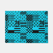 Blauw Zwart Gemengde Patchwork Patchwork Ontwerp Deurmat (Voorkant)