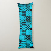 Blauw Zwart Gemengde Patchwork Patchwork Ontwerp Lichaamskussen (Achterkant (Verticaal))