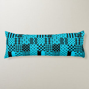 Blauw Zwart Gemengde Patchwork Patchwork Ontwerp Lichaamskussen