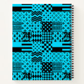 Blauw Zwart Gemengde Patchwork Patchwork Ontwerp Notitieboek (Achterkant)