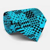 Blauw Zwart Gemengde Patchwork Patchwork Ontwerp Stropdas (Opgerold)