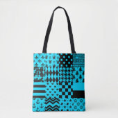 Blauw Zwart Gemengde Patchwork Patchwork Ontwerp Tote Bag (Voorkant)