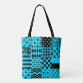 Blauw Zwart Gemengde Patchwork Patchwork Ontwerp Tote Bag (Achterkant)