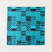 Blauw Zwart Gemengde Patchwork Patchwork Ontwerp Wandkleed (Voorkant)