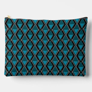 blauw zwart geometrisch patroon art deco etui