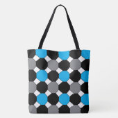 Blauw zwart geometrisch patroon tote bag (Achterkant)