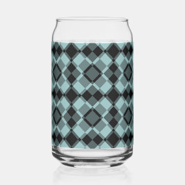 Blauw Zwart Geruit Argyle Patroon Blikvorm Glas