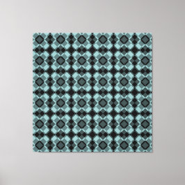 Blauw Zwart Geruit Argyle Patroon Canvas Afdruk
