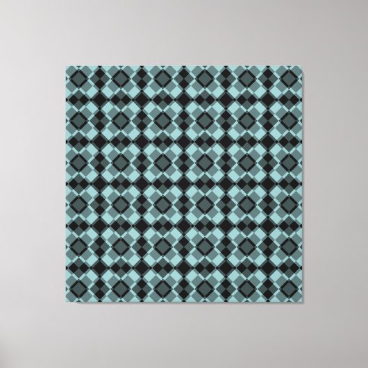 Blauw Zwart Geruit Argyle Patroon Canvas Afdruk (Voorkant)