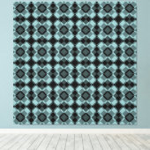 Blauw Zwart Geruit Argyle Patroon Canvas Afdruk (Insitu (Houten vloer))