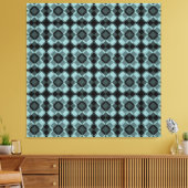 Blauw Zwart Geruit Argyle Patroon Canvas Afdruk (Insitu (Woonkamer))