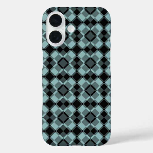 Blauw Zwart Geruit Argyle Patroon Case-Mate iPhone Case (Achterkant)