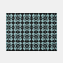 Blauw Zwart Geruit Argyle Patroon Deurmat