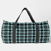Blauw Zwart Geruit Argyle Patroon Groot Plunjezak (Voorkant)