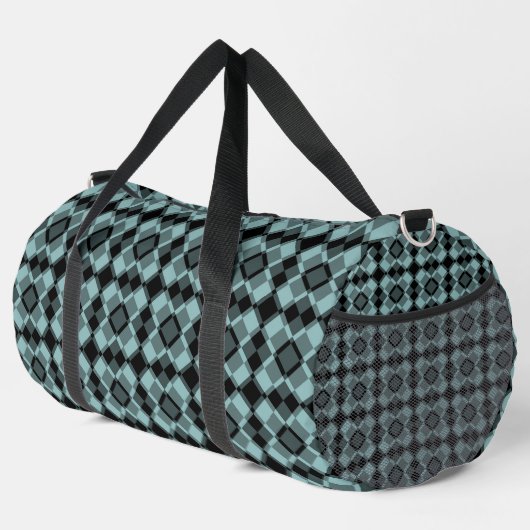 Blauw Zwart Geruit Argyle Patroon Groot Plunjezak (Rechterhoek)