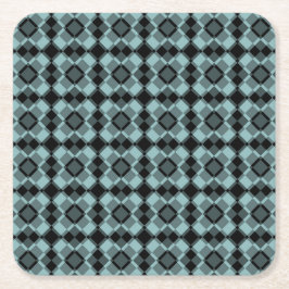 Blauw Zwart Geruit Argyle Patroon Kartonnen Onderzetters