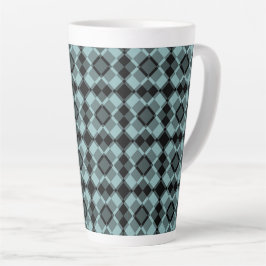 Blauw Zwart Geruit Argyle Patroon Latte Mok