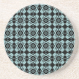 Blauw Zwart Geruit Argyle Patroon Zandsteen Onderzetter