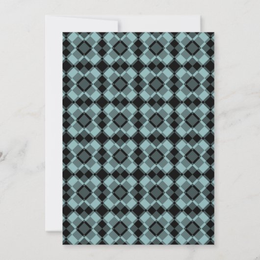 Blauw Zwart Geruit Argyll Patroon Kaart (Achterkant)