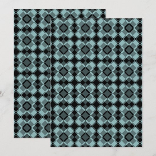 Blauw Zwart Geruit Argyll Patroon Kaart (Voorkant / Achterkant)
