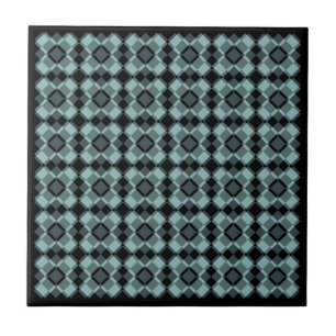 Blauw Zwart Geruit Argyll Patroon Tegeltje