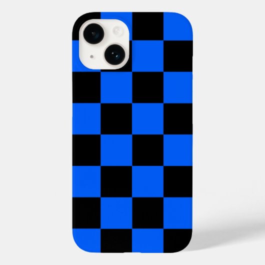 Blauw zwart geruit controlepatroon Case-Mate iPhone case (Achterkant)