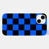 Blauw zwart geruit controlepatroon Case-Mate iPhone case (Achterkant (horizontaal))
