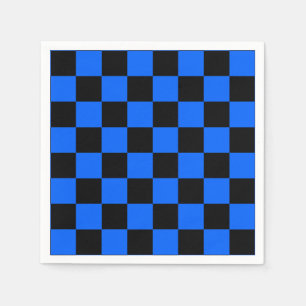 Blauw zwart geruit controlepatroon servet