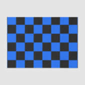 Blauw zwart geruit controlepatroon tissuepapier (Voorkant)