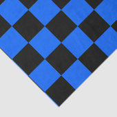 Blauw zwart geruit controlepatroon tissuepapier (Detail)