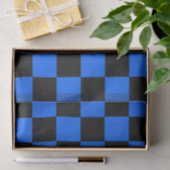 Blauw zwart geruit controlepatroon tissuepapier (Geschenk)